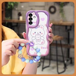 flower trend Phone Case For Samsung Galaxy A34 5G For Girls romantic Love bracelet Wave border texture three-dimensional youth