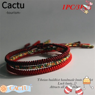 Cactu สร้อยข้อมือเชือกถัก ปรับได้ สีแดง แฟชั่น 1 ชิ้น 3 ชิ้น