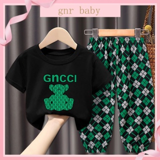 🍓GNR BABY🫐ชุดเสื้อยืดแขนสั้น กางเกงขาสั้น ผ้าฝ้าย และกางเกง ทรงหลวม ป้องกันยุง สําหรับเด็กผู้ชาย และเด็กผู้หญิง อายุ 3-12 ปี