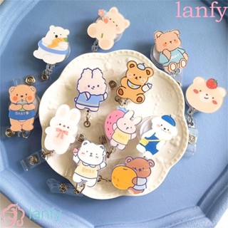 Lanfy คลิปหนีบป้ายชื่อ ลายการ์ตูนหมี ยาว 65 ซม. ยืดหดได้ สําหรับหมอ พยาบาล