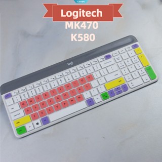 แผ่นซิลิโคนครอบคีย์บอร์ดไร้สาย กันฝุ่น สําหรับ Logitech MK470 K580 MK 470 [CAN]