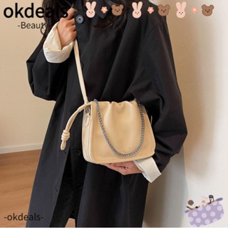 Okdeals กระเป๋าถือ กระเป๋าสะพายไหล่ หนัง Pu ทรงโท้ท ความจุสูง สีพื้น สไตล์มินิมอล สําหรับสตรี