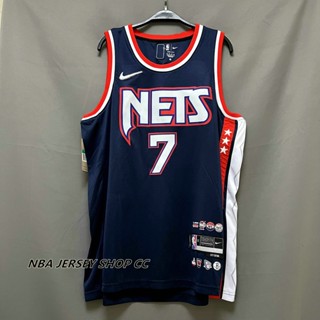 【คุณภาพสูง】ตาข่าย Nba Brooklyn ของแท้ แบบใหม่ สําหรับผู้ชาย #7 เสื้อกีฬาแขนสั้น ลายทีมชาติฟุตบอล Kevin Durant ครบรอบ 75 ปี