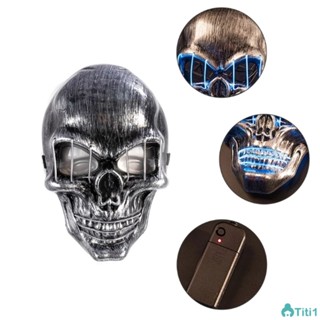 ชุดสยองขวัญฮาโลวีนหน้ากากไฟ Led ฮาโลวีนปาร์ตี้เต้นรำ Props Ghost Face Skull Masks Men Women Universal TH1