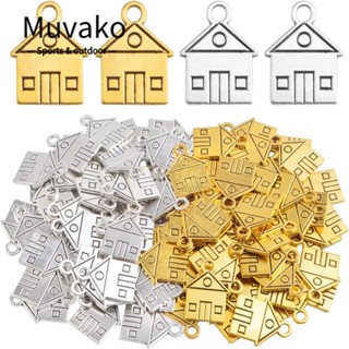 Muvako จี้สร้อยคอ รูปบ้านโบราณ ชุบเงิน ขนาดเล็ก สองด้าน DIY