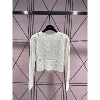 BLFR C- ELINE 2023 gentle style embroidery but regular shabby curling long sleeve knitted top