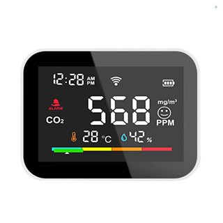 Tmt เครื่องตรวจจับ CO2 อัจฉริยะ WiFi แบบพกพา คุณภาพอากาศ CO2 เตือนภัย มิเตอร์ LCD อุณหภูมิความชื้น อุณหภูมิ มัลติฟังก์ชั่น CO2 &amp; เครื่องตรวจจับความชื้น คาร์บอนไดออกไซด์