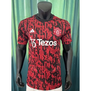 เสื้อกีฬาแขนสั้น พิมพ์ลาย Manchester United แบบแห้งเร็ว สําหรับผู้ใหญ่ ไซซ์ S - XXL 23-24