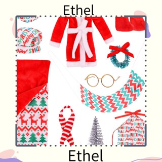 Ethel1 ชุดเสื้อผ้าตุ๊กตา ชุดนอน ถุงนอน ชั้นวางหนังสือ คริสต์มาส อุปกรณ์เสริม สําหรับตุ๊กตา