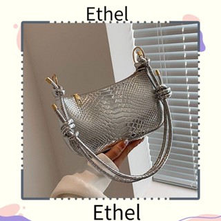 Ethel1 กระเป๋าสะพายไหล่ กระเป๋าถือ หนัง PU ลายหนังจระเข้ เรียบง่าย