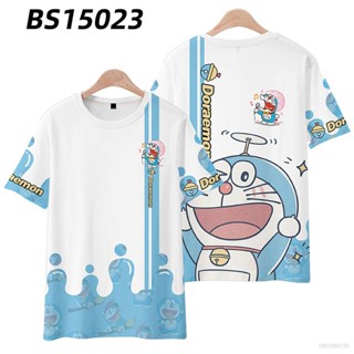 เสื้อยืดแขนสั้นลําลอง พิมพ์ลายกราฟฟิค Doraemon Jingle Cat Emoji น่ารัก พลัสไซซ์ สําหรับผู้ใหญ่ ผู้ชาย และผู้หญิง ไซซ์