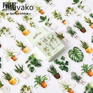 Muvako สติกเกอร์ PVC ลายพืชสีเขียว DIY 180 ชิ้น