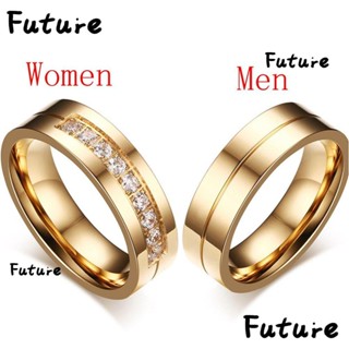 Future แหวนแต่งงาน ผู้หญิง ผู้ชาย คู่รัก AAA CZ สเตนเลส