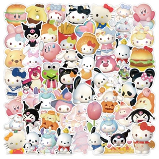 สติกเกอร์ ลาย Sanrio Hello Kitty Mymelody Cinnamoroll Pochacco 3D สําหรับติดตกแต่งกระเป๋าเดินทาง แล็ปท็อป โน้ตบุ๊ก 60 ชิ้น