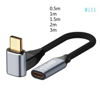 Will สายชาร์จ USB Type C 100W มุมขวา 10Gbps USB 3 1 Gen2