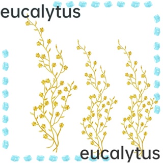 Eucalytus1 แผ่นผ้าโพลีเอสเตอร์ ลายดอกไม้ สีทอง 3 ชิ้น DIY