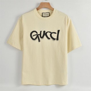 Gu88cc-เสื้อยืดคอกลม แขนสั้น พิมพ์ลายโลโก้ตัวอักษร อเนกประสงค์ สวยงาม สไตล์ Unisex Rteurt