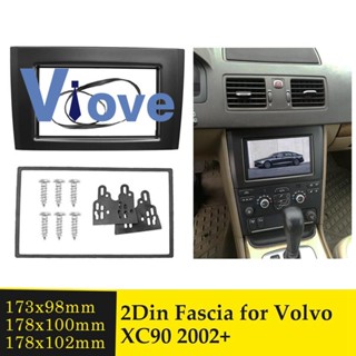 กรอบแผงวิทยุสเตอริโอรถยนต์ 2Din สีดํา สําหรับ Volvo XC90 2002+