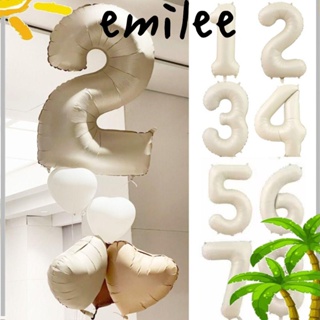 Emilee ลูกโป่งฟอยล์ตัวเลข ขนาดใหญ่ 18 21 30 40 50 60 70 สีครีม ของขวัญวันครบรอบ 2 ชิ้น