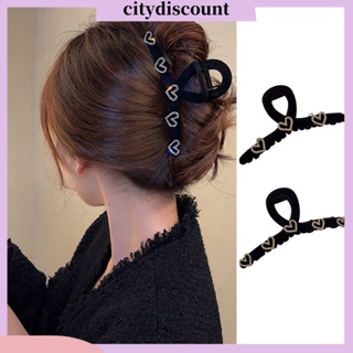 &lt;citydiscount&gt; กิ๊บติดผม แบบยืดหยุ่น กันลื่น รูปหัวใจ ประดับพลอยเทียม แวววาว สไตล์หวาน กลวง เครื่องประดับ สําหรับจัดแต่งทรงผม