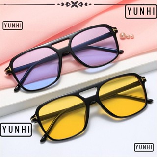 Yunhi แว่นตากันแดดแฟชั่น ทรงสี่เหลี่ยม สีแคนดี้ สไตล์เรโทร UV400 สําหรับสตรี