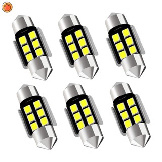 Festoon หลอดไฟซีนอน LED 6000K 6SMD สว่างมาก สีขาว สําหรับติดตกแต่งภายในประตูบ้าน YKTTH