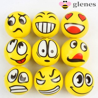 Glenes ลูกบอลบีบฟองน้ํา หนัง PU 6 ซม. สีเหลือง สําหรับนวดใบหน้า