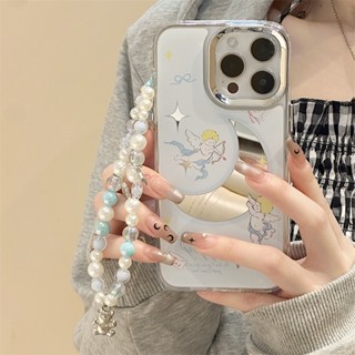 [พร้อมส่ง] เคสโทรศัพท์มือถือแบบกระจก พร้อมสายโซ่คล้อง สําหรับ iPhone 15 14 13 12 11 PROMAX XS XR XSMAX SE2020 6 7 8PLUS MINI