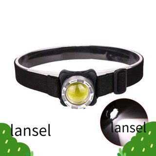 Lansel ไฟหน้า LED ขนาดเล็ก แบบชาร์จไฟได้ สีแดง สีขาว สําหรับกลางแจ้ง