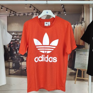 Adidas เสื้อยืดลําลอง แขนสั้น คอกลม พิมพ์ลายโลโก้ ทรงหลวม สําหรับผู้ชาย และผู้หญิง