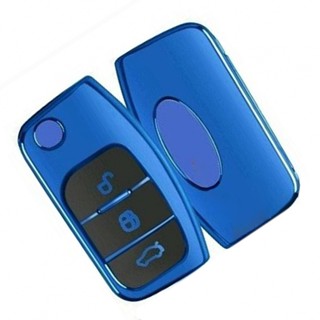 เคส TPU 3 ปุ่ม สีฟ้า แบบเปลี่ยน สําหรับ Ford Fiesta Focus