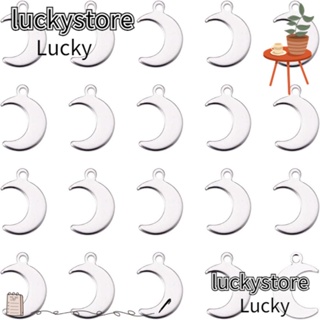 Lucky จี้สเตนเลส รูปดวงจันทร์ สีเงิน สําหรับทําเครื่องประดับ แฮนด์เมด