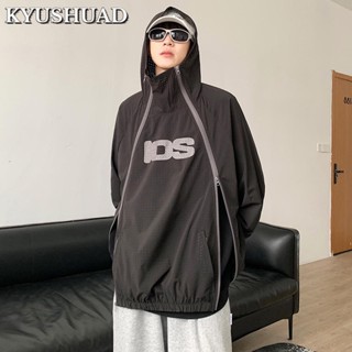 KYUSHUAD ตาข่ายตกปลาบางระบายอากาศแห้งเร็ว Hoodie กลางแจ้งคู่ซิปแจ็คเก็ตผู้ชาย