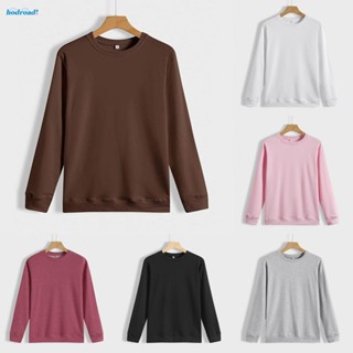 【HODRD】Sweatshirts Long Sleeve Slight Strech Solid Color Casual Loose Tunic Tops【Fashion】