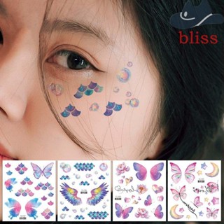 BLISS สติกเกอร์รอยสัก ลายผีเสื้อ ดวงจันทร์ ดอกไม้ กลิตเตอร์ สําหรับติดตกแต่งร่างกาย ข้อมือ คอ