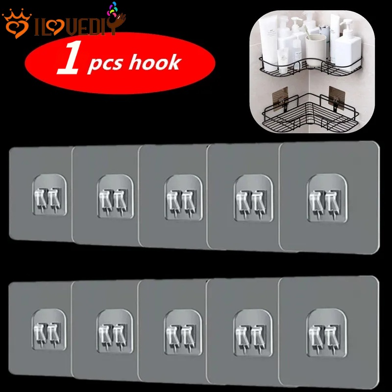 Sticking Self Adhesive Wall Strong Hook Rack / โปร ่ งใส Wall Hook Holder / ห ้ องครัวห ้ องน ้ ําแขวนอุปกรณ ์ เสริม / Strong ชั ้ นวางกาว Hooks