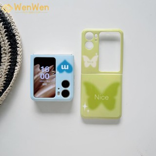 Wenwen เคสโทรศัพท์มือถือ แบบฝาพับ ลายผีเสื้อ พร้อมสายโซ่คล้อง สําหรับ OPPO Find N2