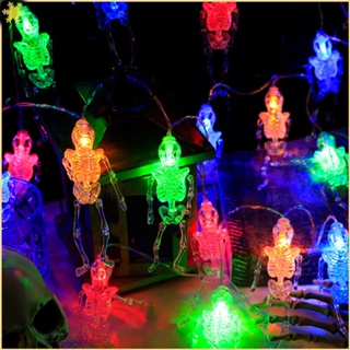 [LBE] Halloween Creative Atmosphere Skeleton Chandelier Ghost Led Decoration Horror Skull โคมไฟสตริง