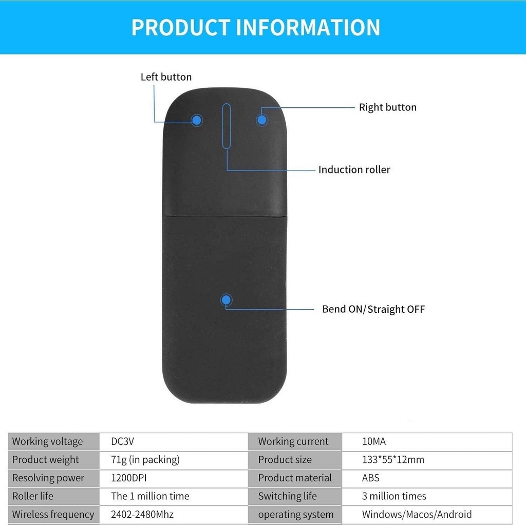 Bluetooth 4.0 พับเมาส์ไร้สาย Arc Touch Roller คอมพิวเตอร์ เงียบ เม้าส์ Ergonomic Slim Laser Mini Mice สําหรับ Microsoft