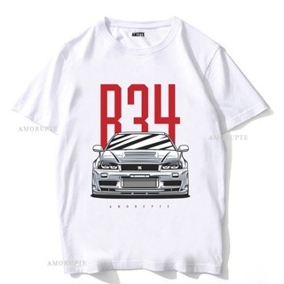 เสื้อยืดแขนสั้นลําลอง พิมพ์ลาย Skyline R34 R33 R32 R35 GTR Evolution Car สีขาว แฟชั่นฤดูร้อน สไตล์วินเทจ สําหรับผู้ชาย