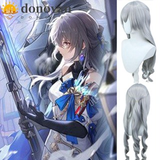 Donovan Bronya วิกผมคอสเพลย์ วิกผมยาวหยิกหยักศก สังเคราะห์ สีเงิน สีเทา สําหรับปาร์ตี้ฮาโลวีน