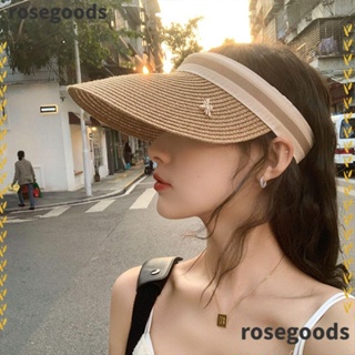 Rosegoods1 หมวกชายหาด ฤดูร้อน แบบพกพา ป้องกันรังสียูวี ปีกกว้าง หมวกกันแดด