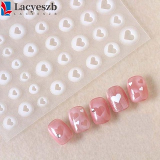 Lacyeszb สติกเกอร์ติดเล็บ โปร่งแสง ลายดาวห้าแฉก หัวใจ สีขาว มีกาวในตัว