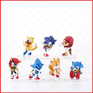 Ere1 โมเดลฟิกเกอร์ Sonic Action Figure Knuckles Tails Shadow Iron Sonic EXE ของเล่นสําหรับเด็ก 7 ชิ้น