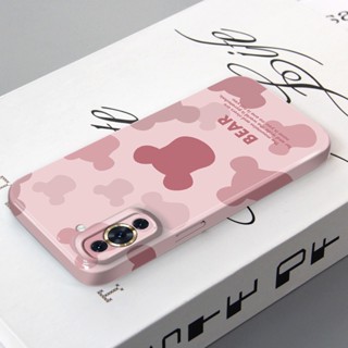 เคสโทรศัพท์มือถือ PC แข็ง ปิดด้านหลัง ลายหมี สีชมพู สไตล์เกาหลี สําหรับ Huawei Nova 10 Pro 9 SE 7 7i 7 Pro SE 6 SE 4 P20 P30 P40 Lite Mate 20