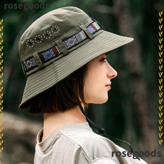 Rosegoods1 หมวกบักเก็ต ปีกกว้าง พับได้ หลากสีสัน แฟชั่นฤดูร้อน สําหรับคู่รัก