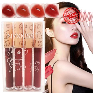 Nyxkiss ลิปสติก ลิปกลอส เนื้อแมตต์กํามะหยี่ ให้ความชุ่มชื้น ติดทนนาน 4 สี J7X7