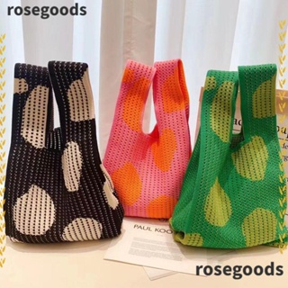 Rosegoods1 กระเป๋าถือลําลอง ผ้าถัก แบบกลวง ผูกปม