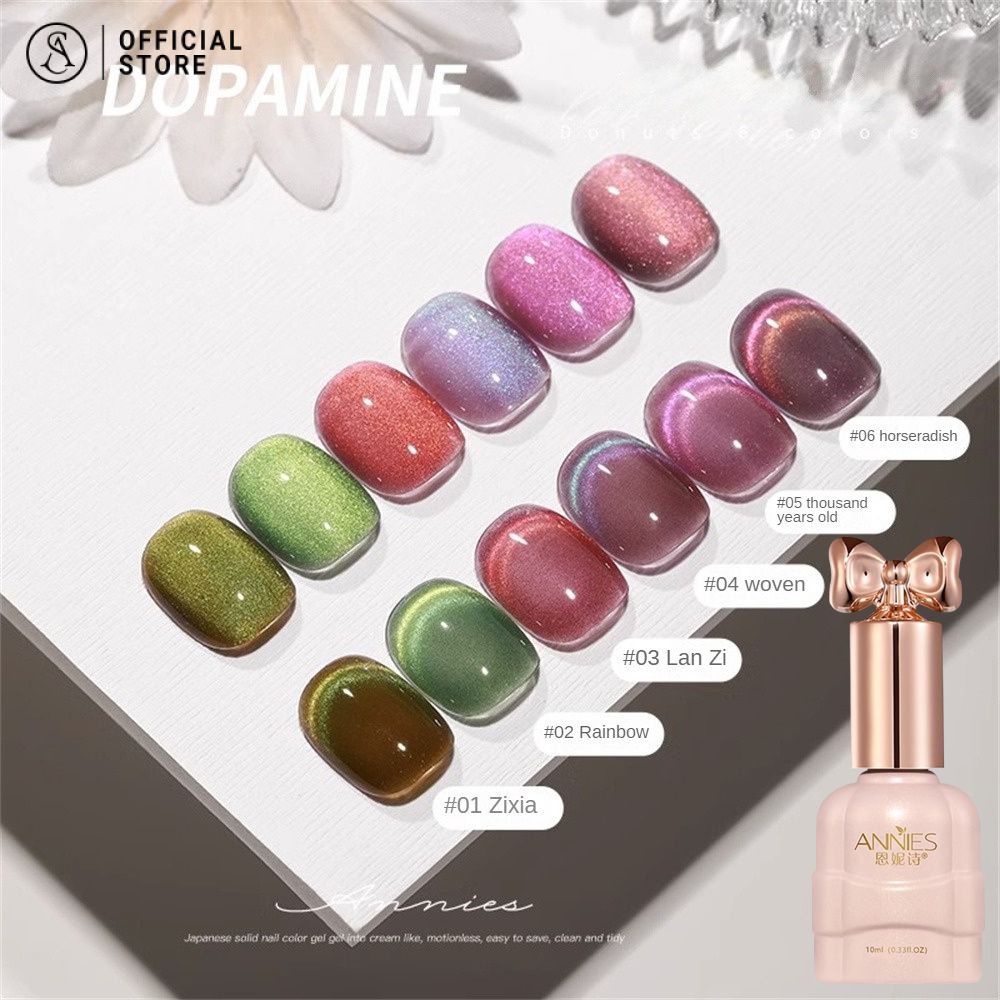 Annies ยาทาเล็บเจล ชุดยาทาเล็บ มี 6 สี คริสตัล ตาแมว สีเจล cat eye