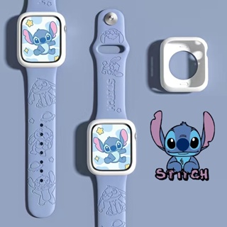 STITCH สายนาฬิกาข้อมือ ซิลิโคนนิ่ม ลายการ์ตูนแกะสลัก 3D สําหรับ Watch Ultra 49 มม. S8 SE2 45 มม.  44 มม. 41 มม. 40 มม.